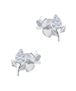 Beautiful Flower CZ Silver Stud Earring STS-6880